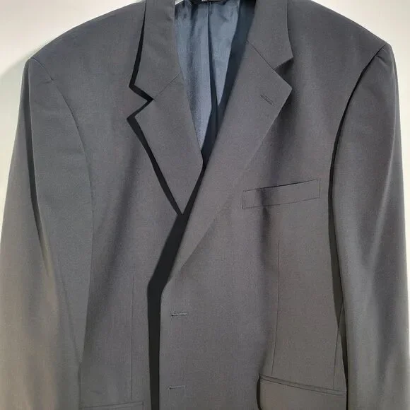 Jos A. Bank Black 100% Wool Blazer Single Breasted Notched Collar Men's Size 48R - Picture 8 of 13
